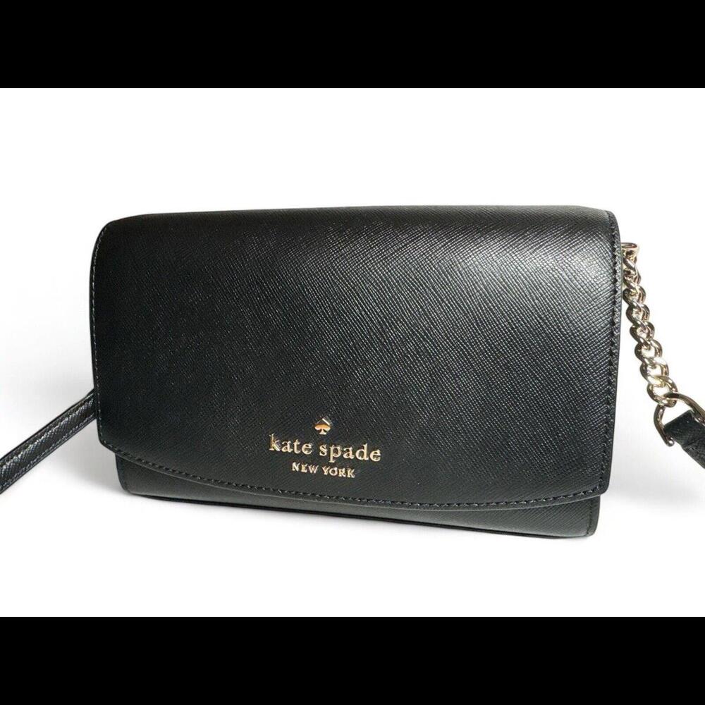 Kate Spade Staci Small Crossbody Black Saffiano Leather WLR00632 NWT $239